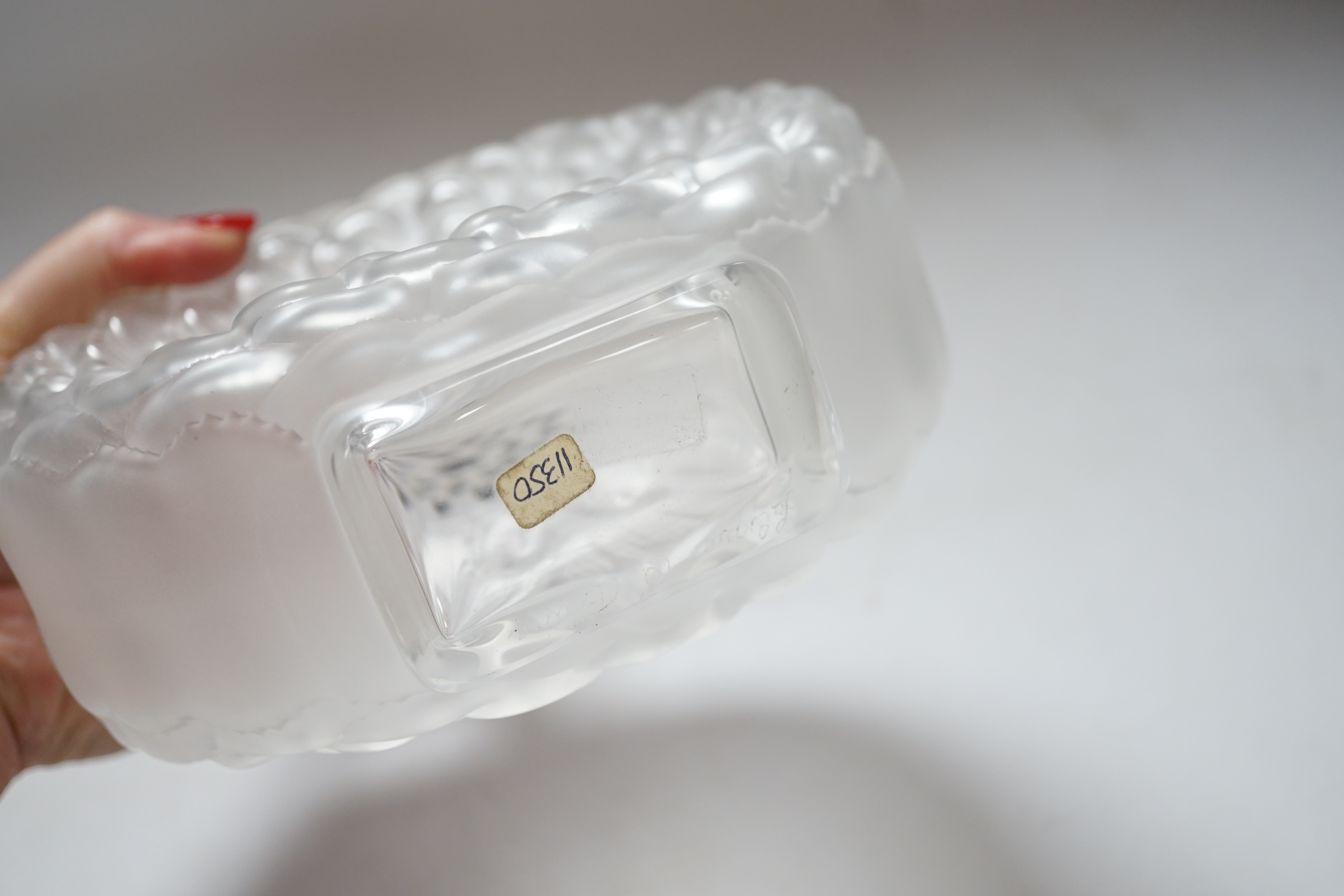 A large Lalique ‘dahlia’ patten perfume bottle and stopper, signed to the base, 21cm high